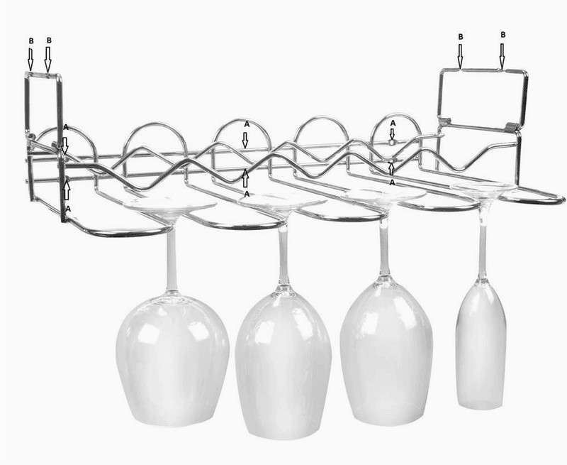 Oppbevaringshylle for flasker og glass under skap